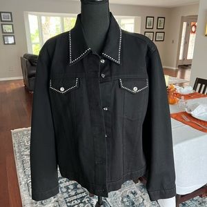 Black Western Style Rhinestone Denim Jacket